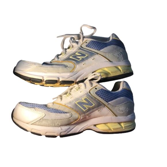 New Balance Womens Athletic Shoe W691BY Size 9.5 Abzorb Sole Blue White & Yellow - Picture 1 of 9
